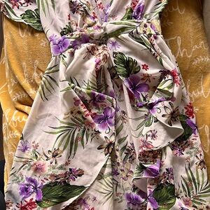 Floral Wrap Dress with Ruffle Detail